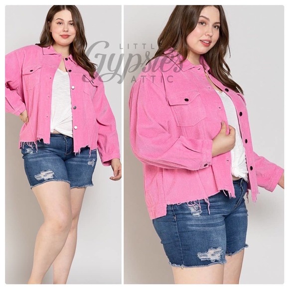 POL PLUS Basic Vintage PINK Corduroy Jacket - Picture 4 of 11